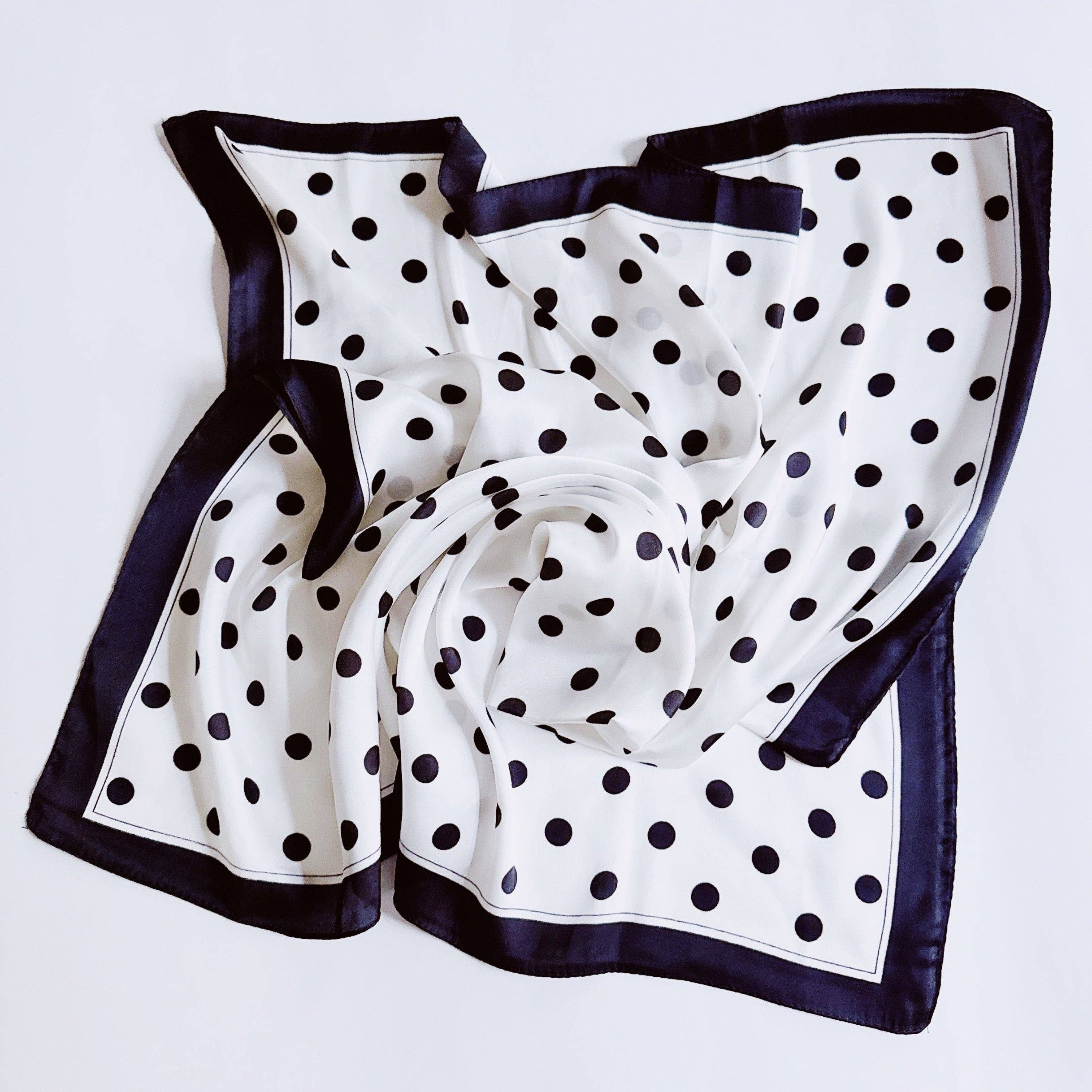 Silky Muse Satin Polka Dot Square Scarf