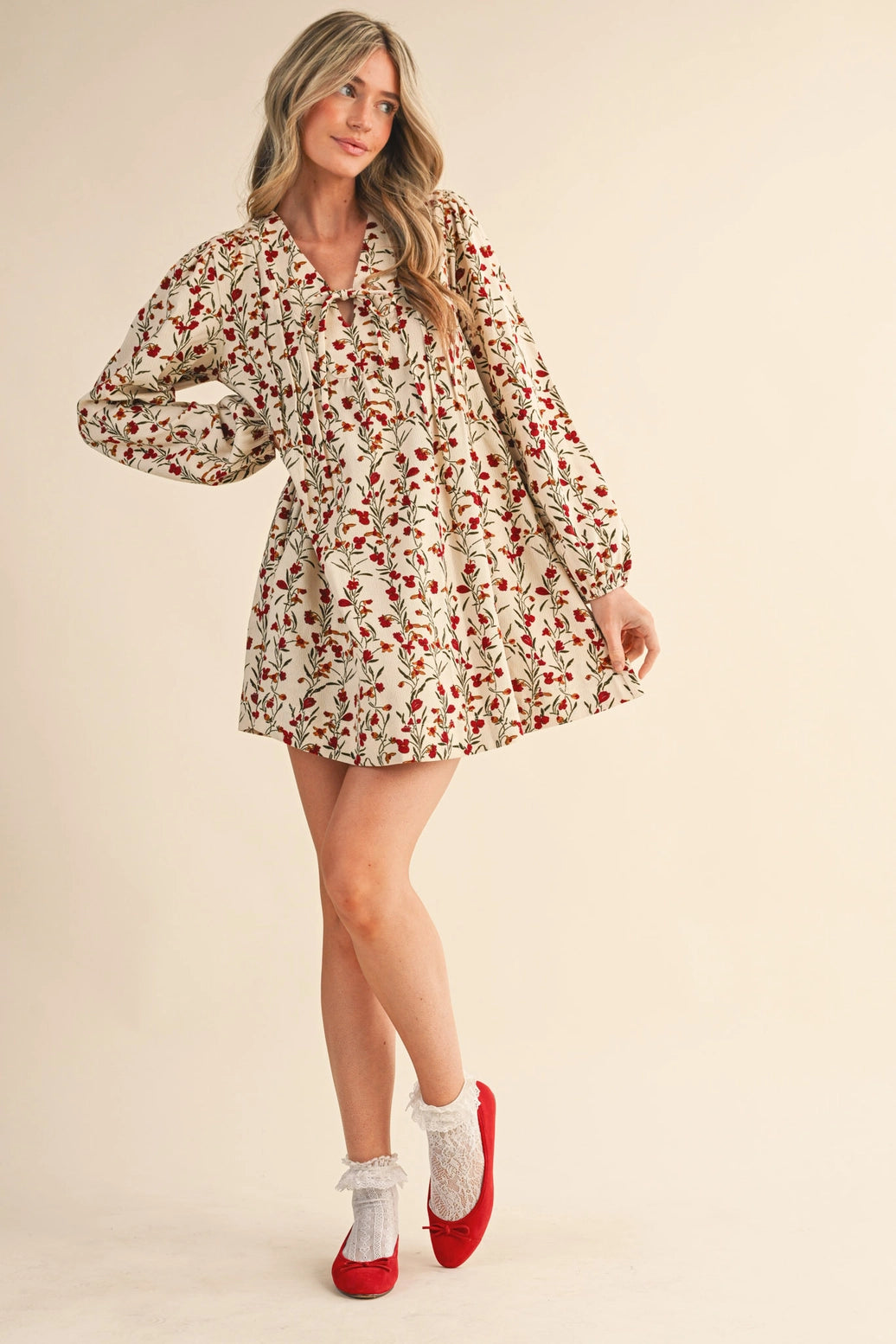 Grace Floral Corduroy Dress