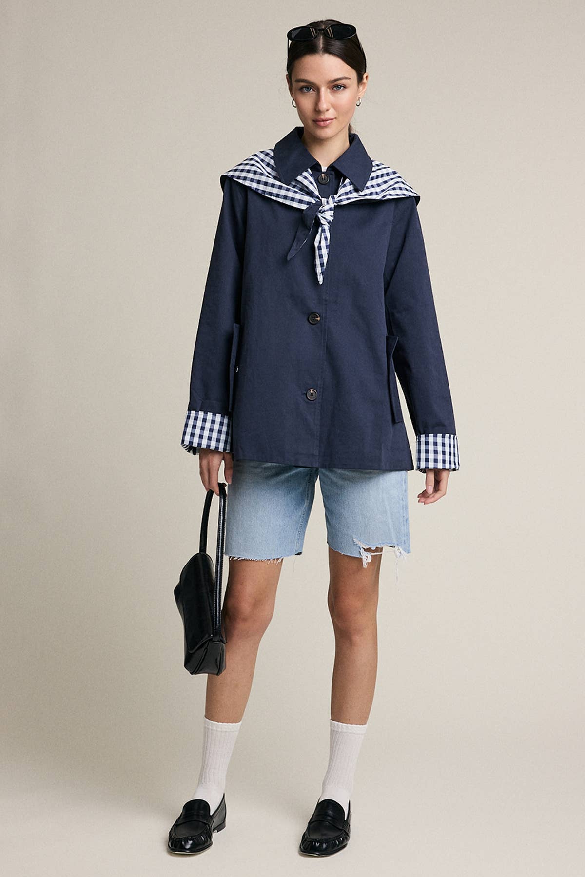 Charlie Gingham Scarf Detail Jacket