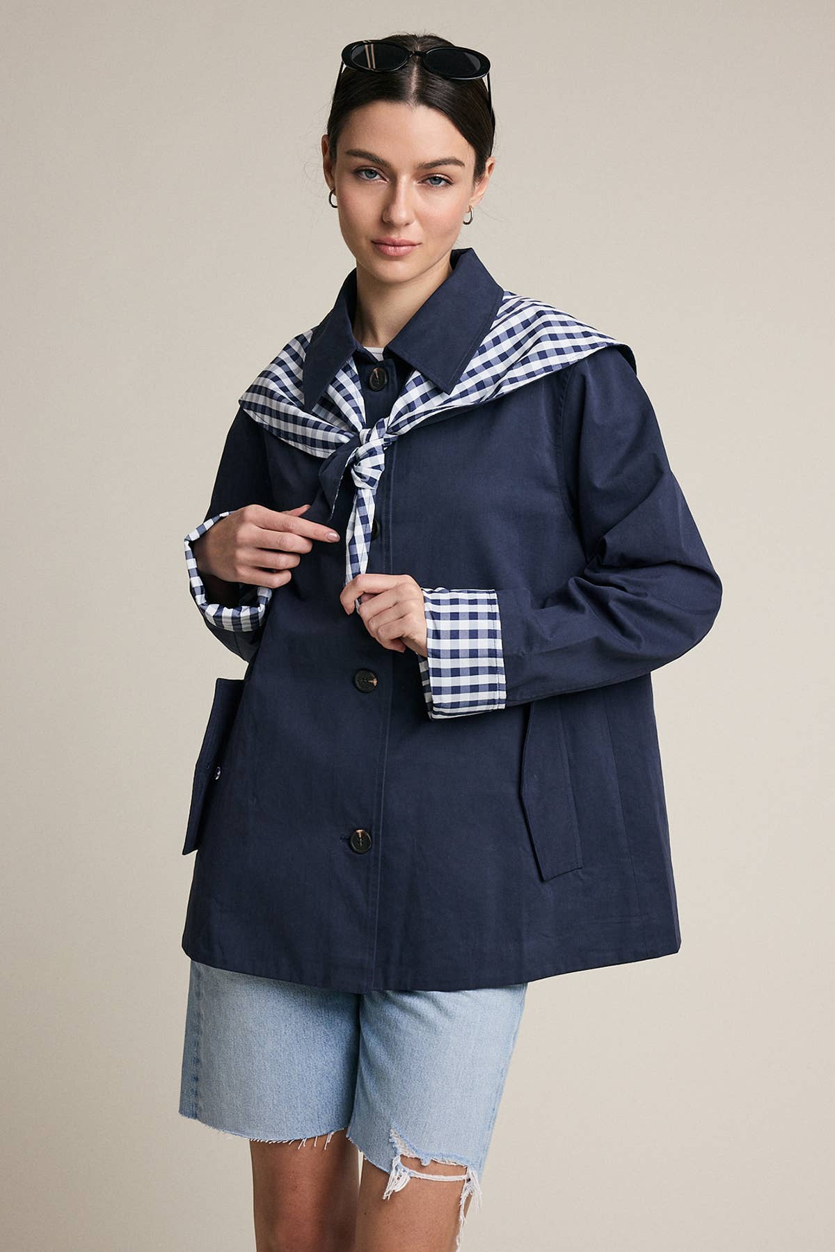 Charlie Gingham Scarf Detail Jacket