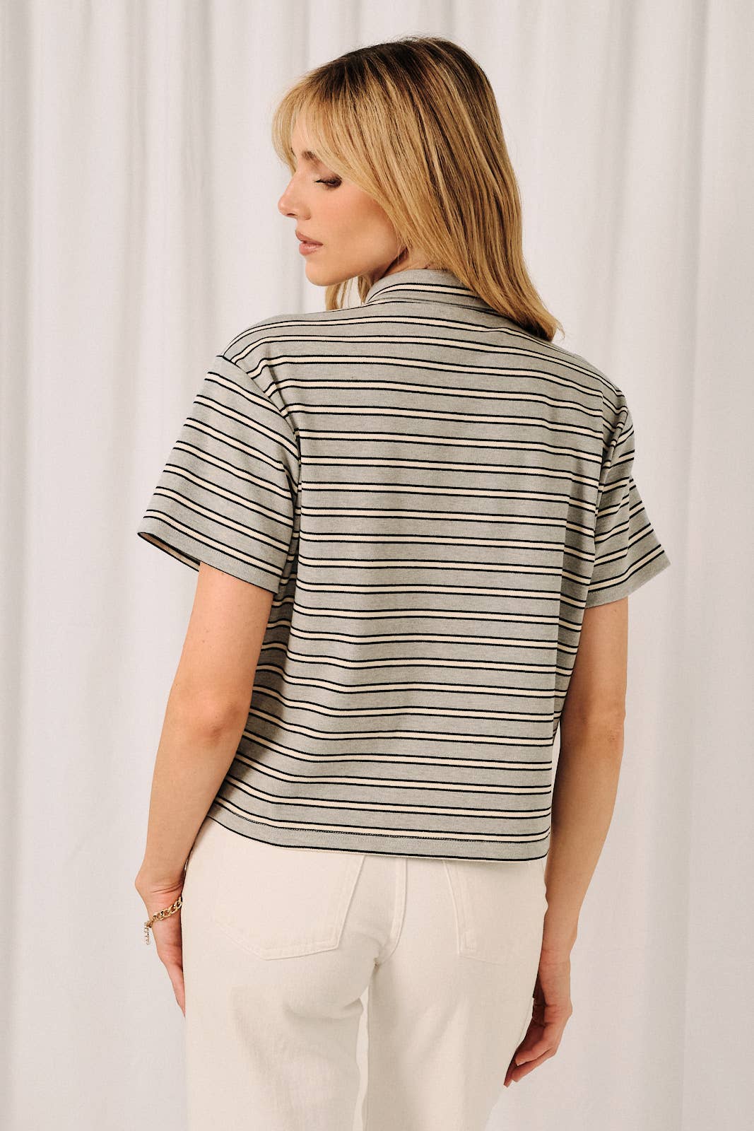 Romy Faux Scarf Striped Tee