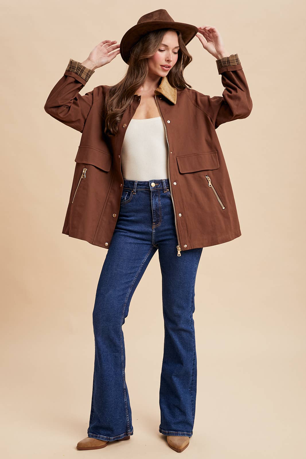 Demi Mocha Cotton Barn Jacket