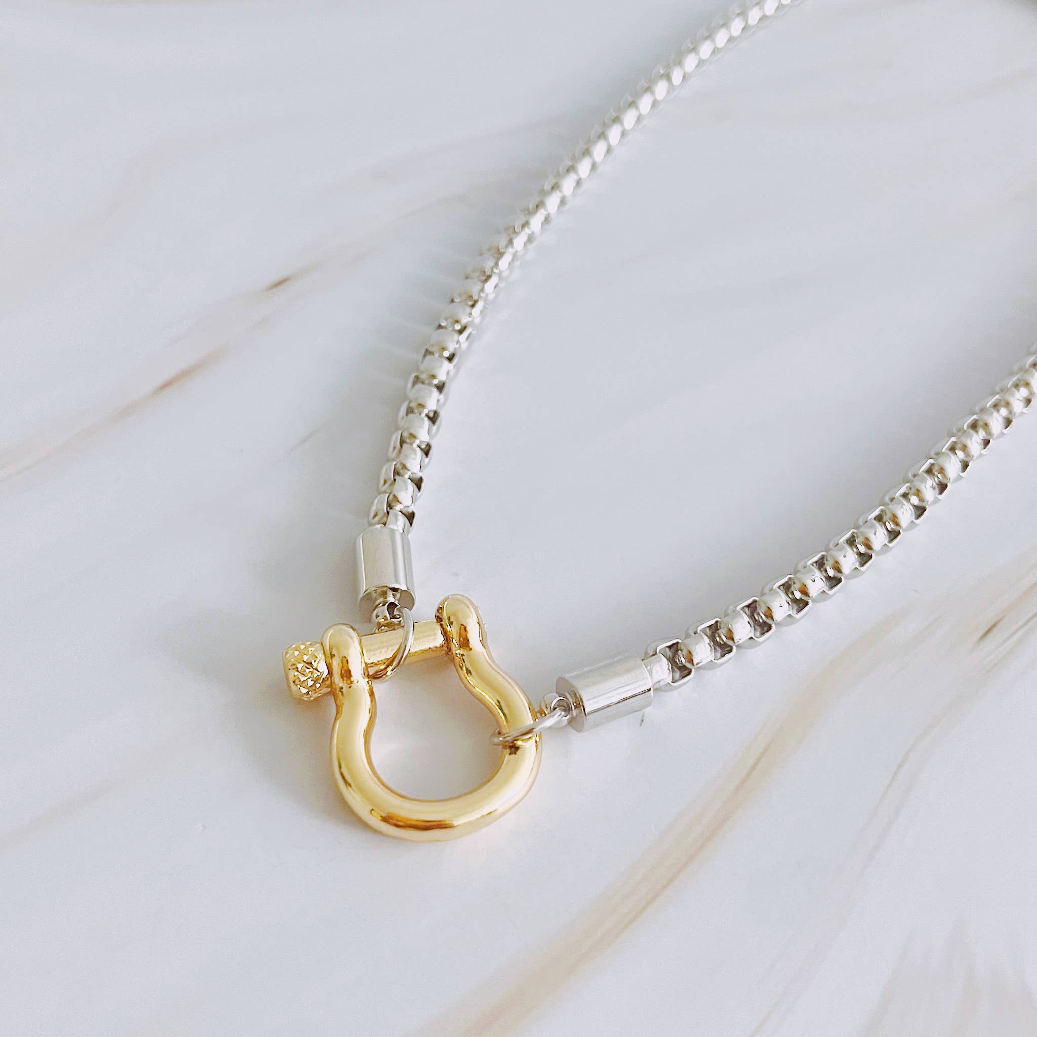 Maxine Two Tone Box Chain Necklace