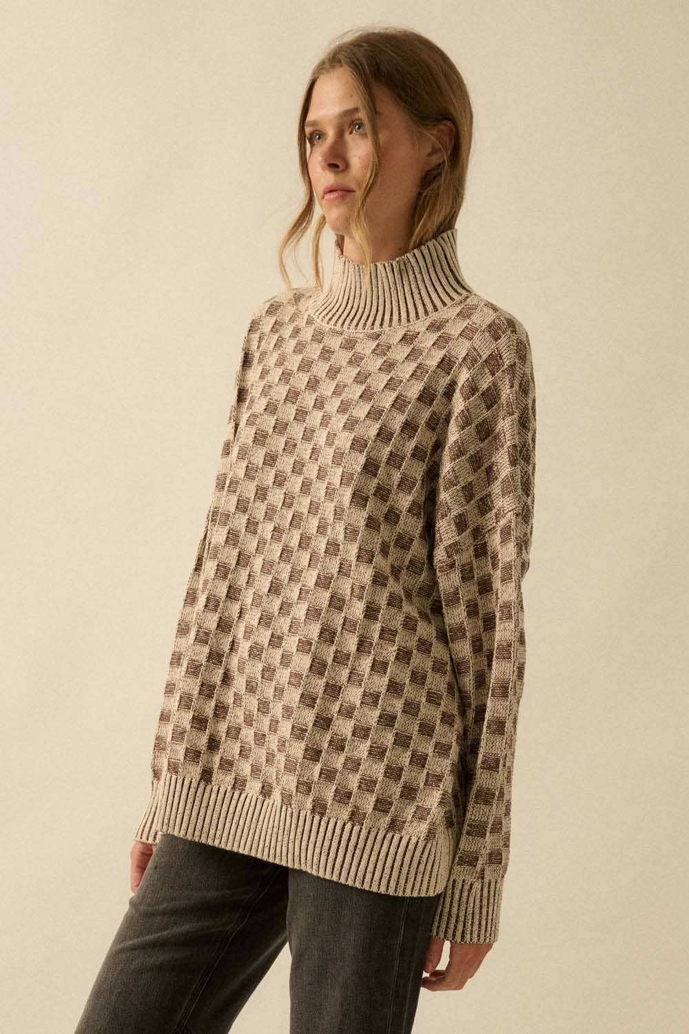 Latte Mock-Neck Sweater