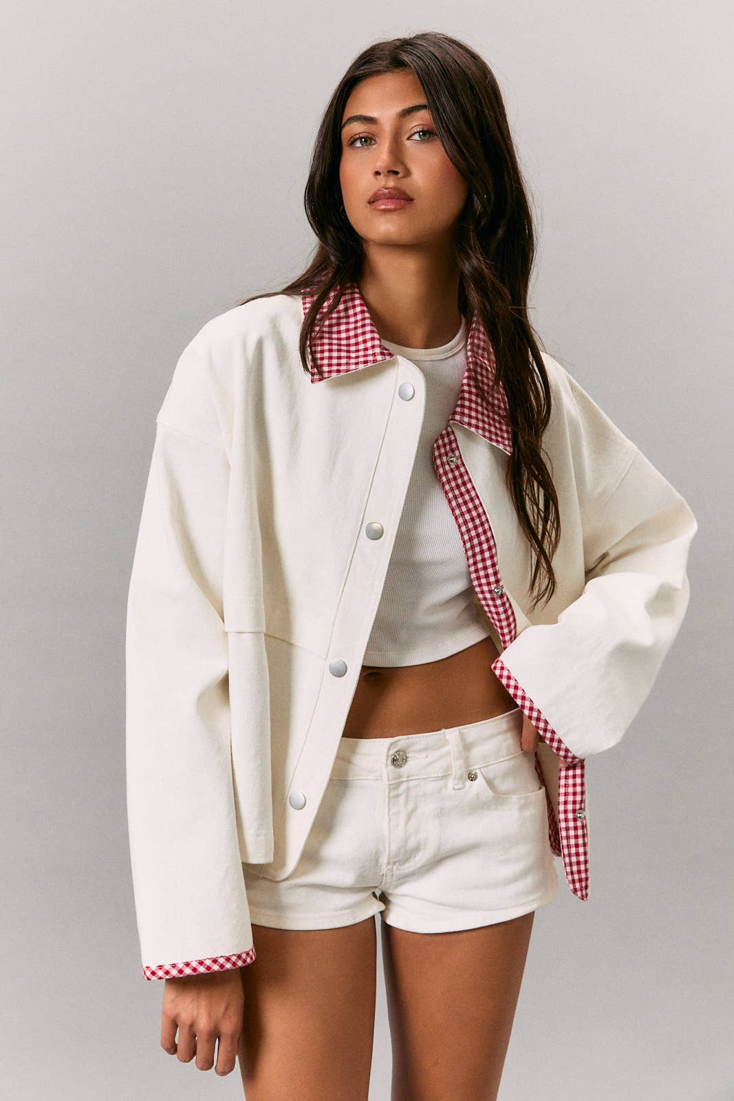 Chelsie Gingham Trim Jacket