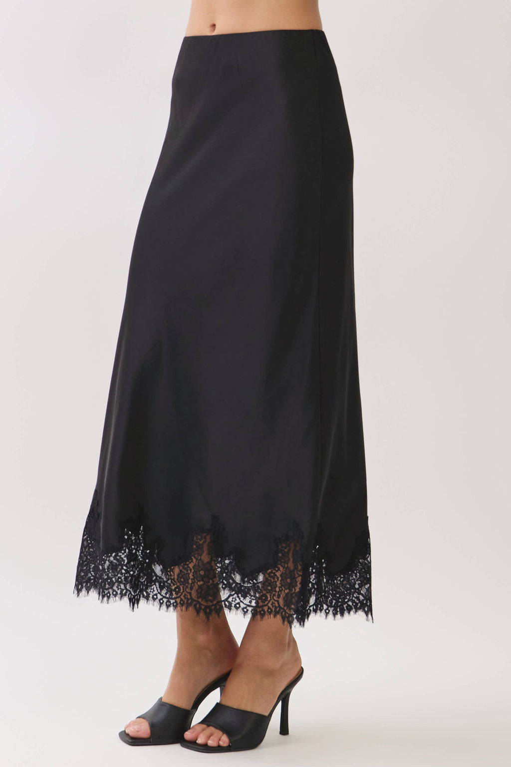 Vera Lace Trim Satin Maxi Skirt