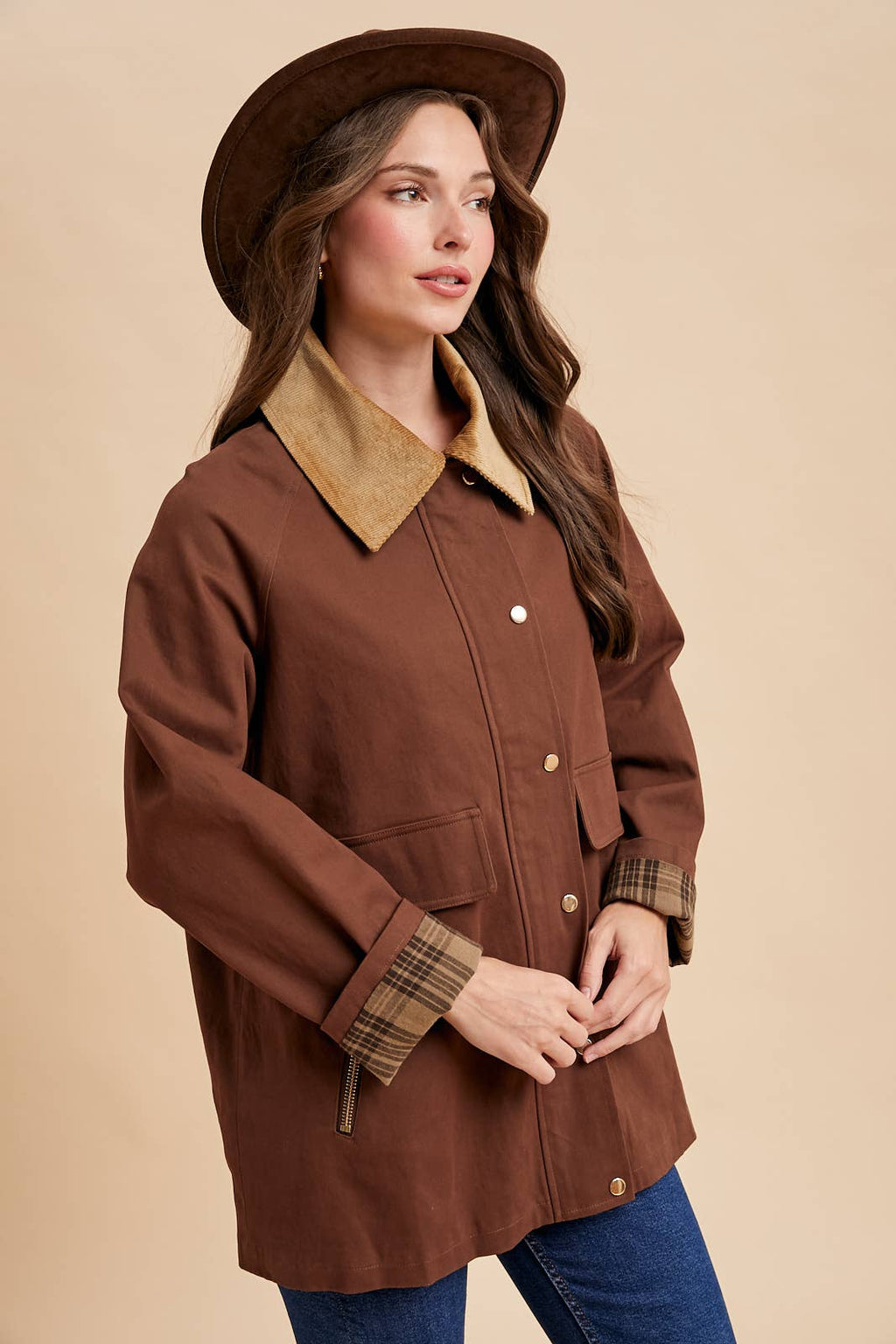 Demi Mocha Cotton Barn Jacket