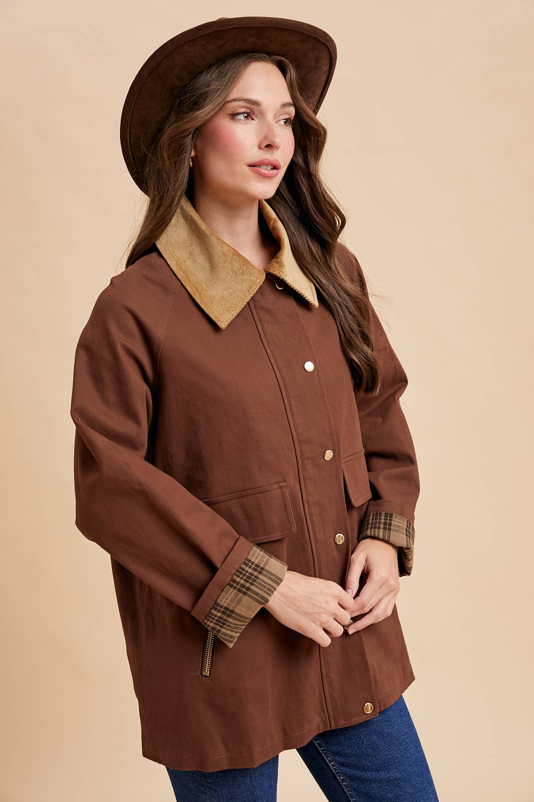 Demi Mocha Cotton Barn Jacket