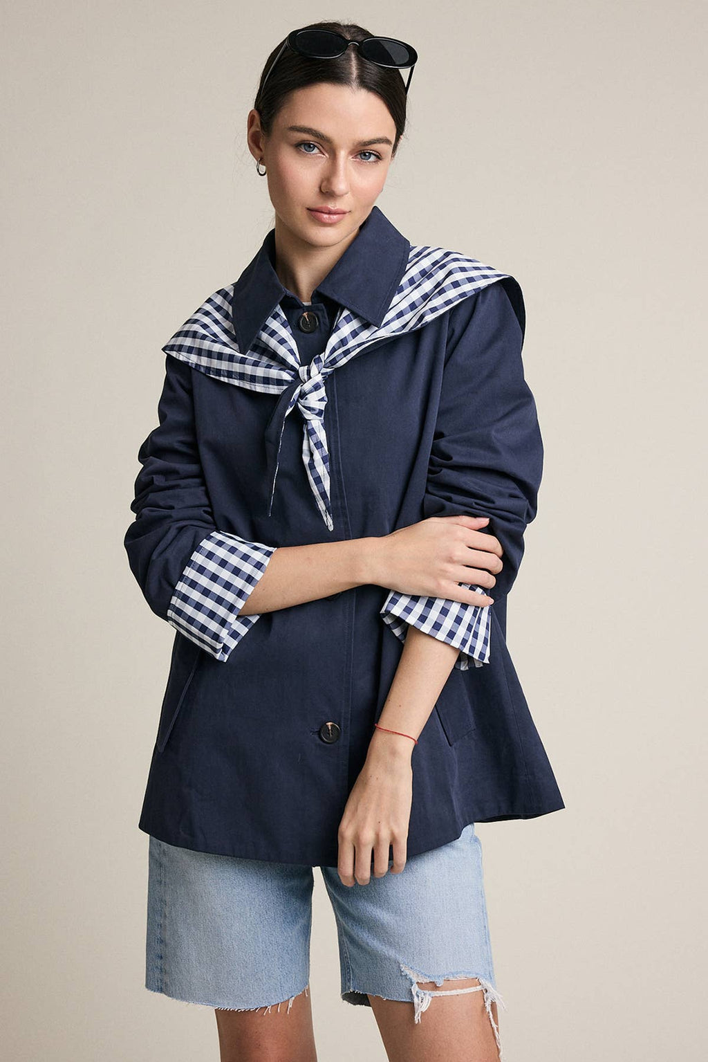 Charlie Gingham Scarf Detail Jacket