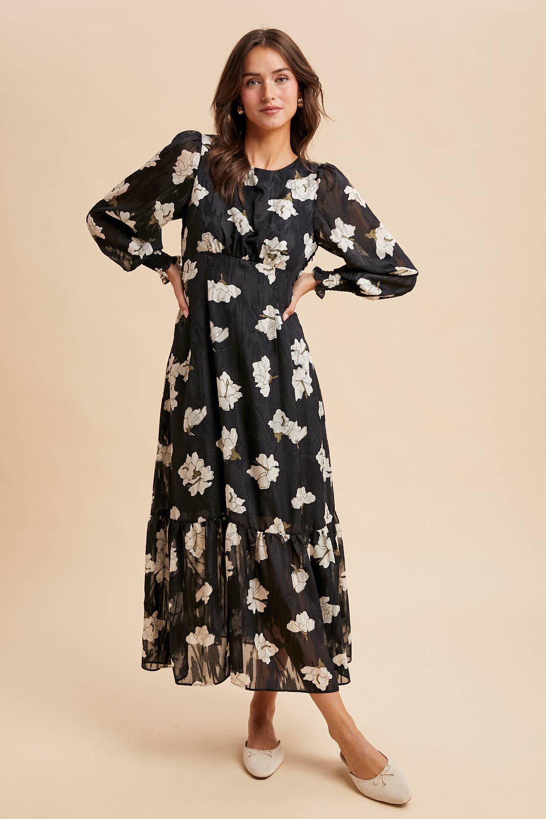 Rita Jacquard Floral Maxi Dress