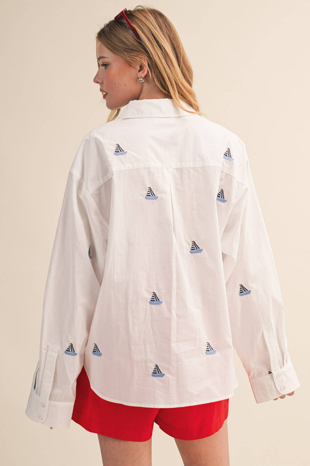 Set Sail Embroidered Button Down Shirt