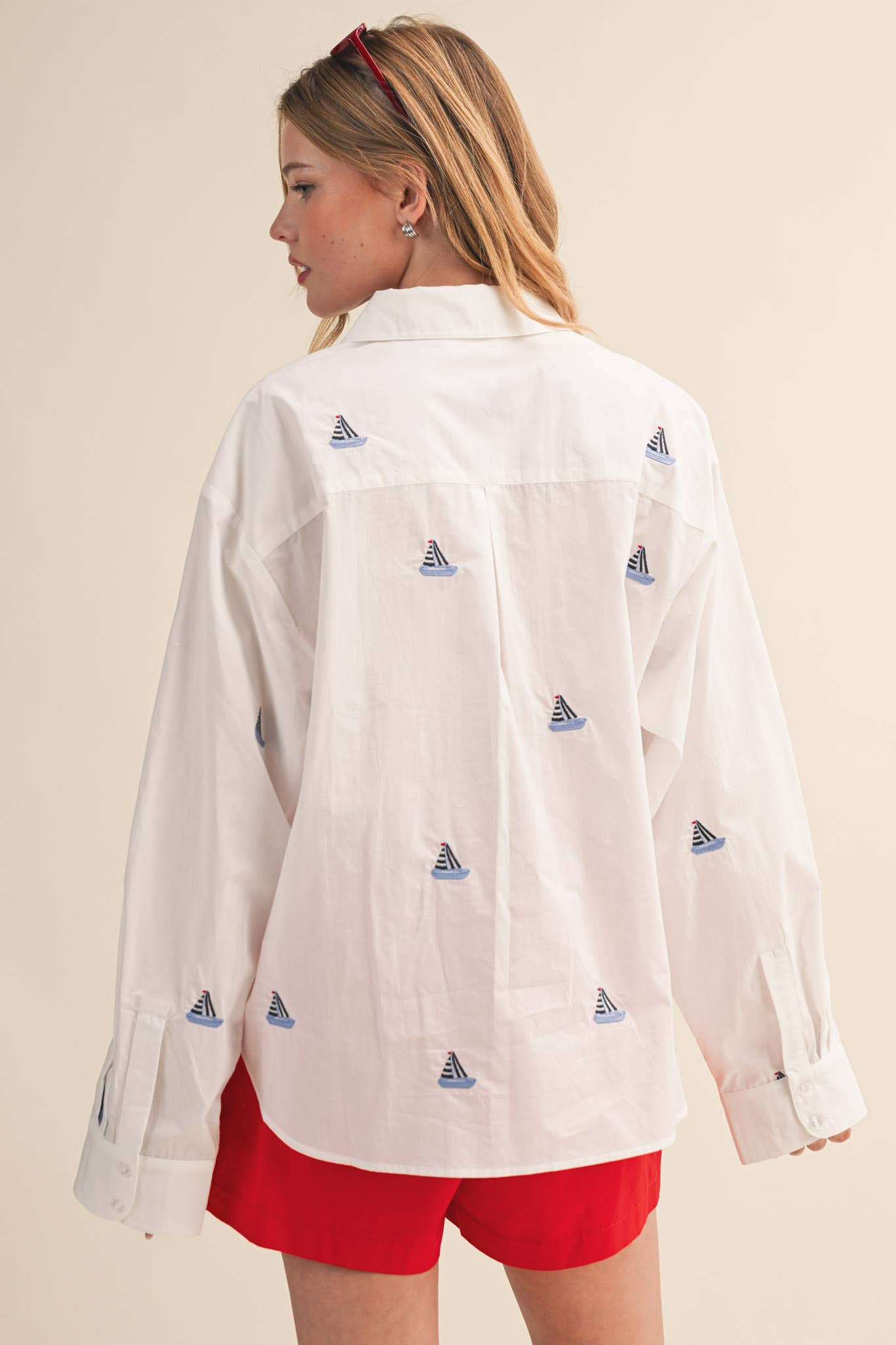 Set Sail Embroidered Button Down Shirt