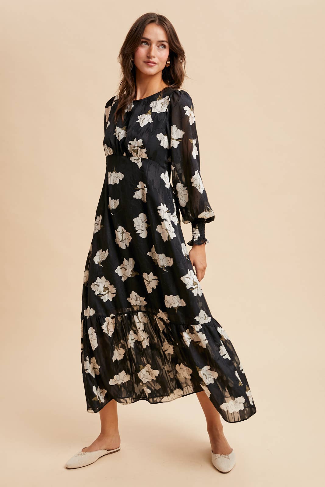 Rita Jacquard Floral Maxi Dress