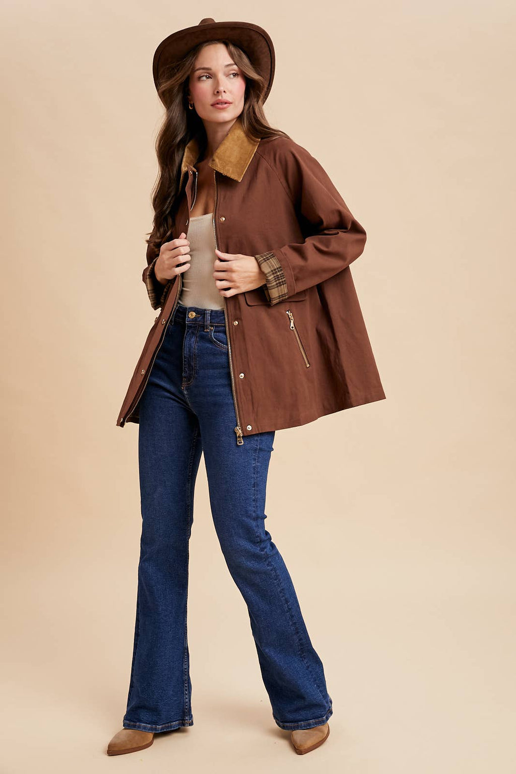 Demi Mocha Cotton Barn Jacket