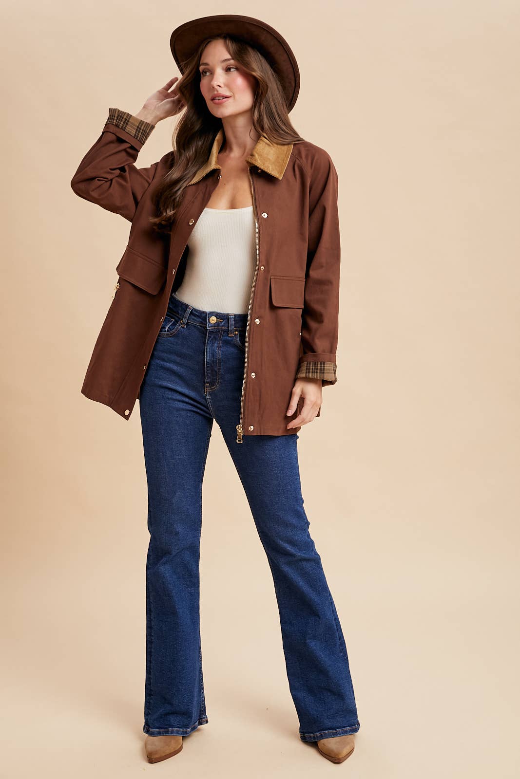Demi Mocha Cotton Barn Jacket
