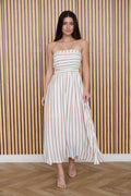 Riviera Striped Strapless Midi Dress