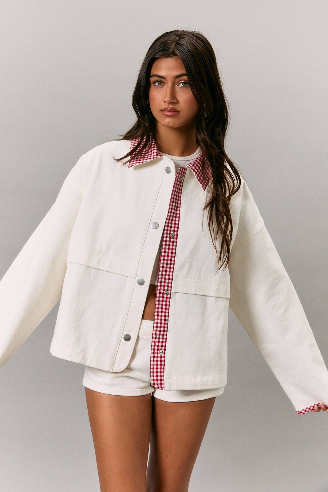 Chelsie Gingham Trim Jacket