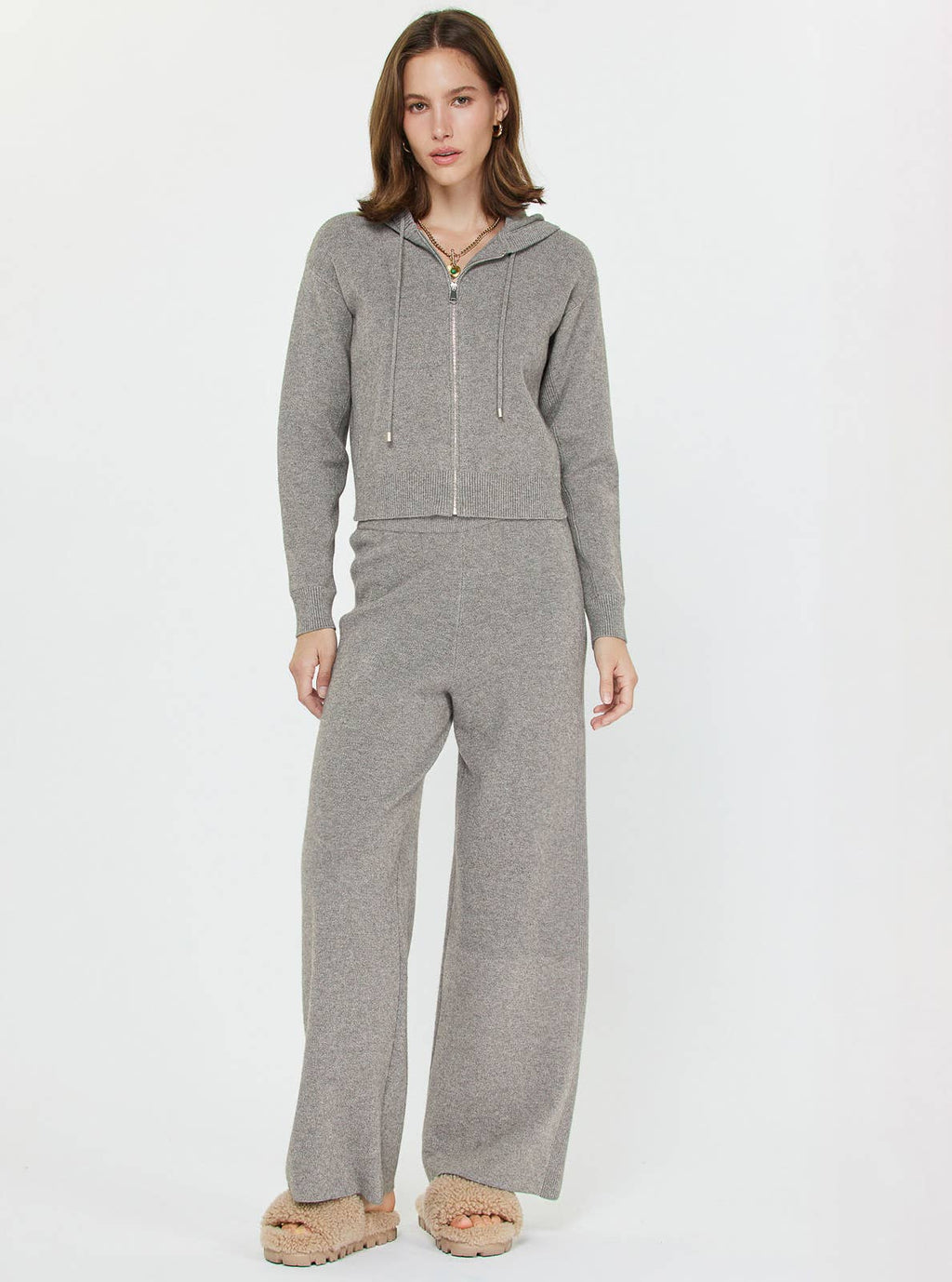 Sunday Lounge Cropped Knit Hoodie