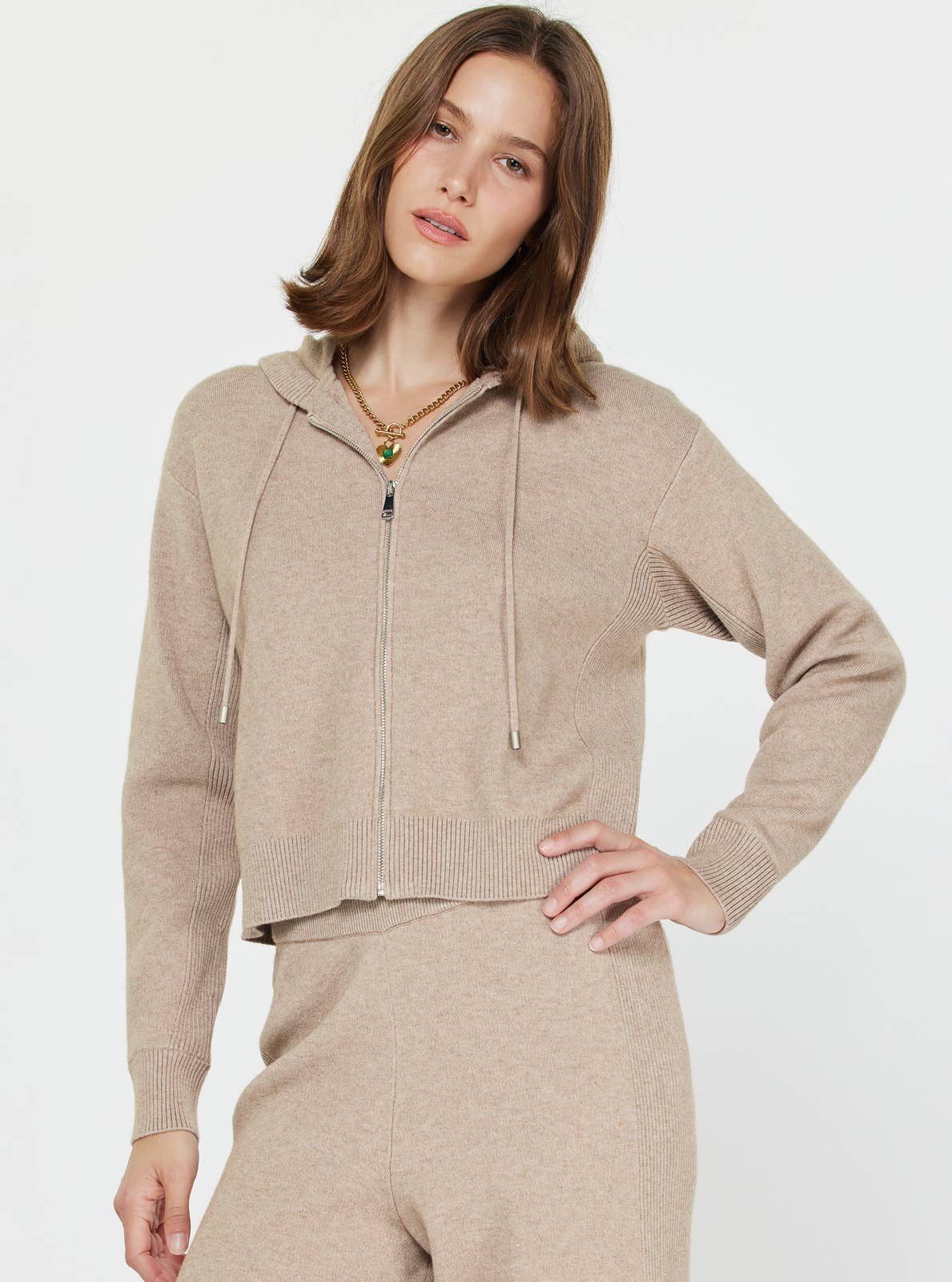 Sunday Lounge Cropped Knit Hoodie