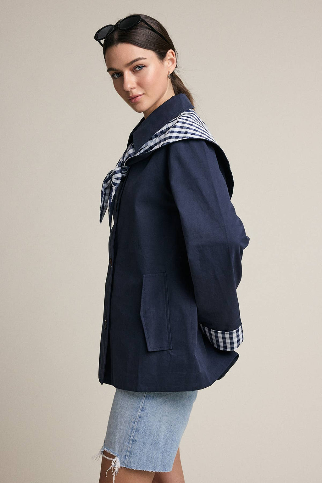 Charlie Gingham Scarf Detail Jacket