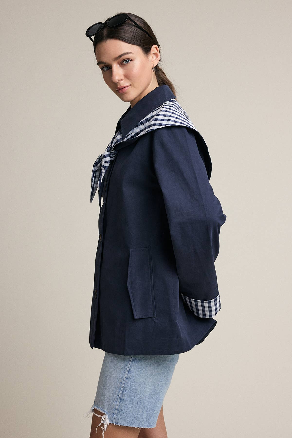 Charlie Gingham Scarf Detail Jacket