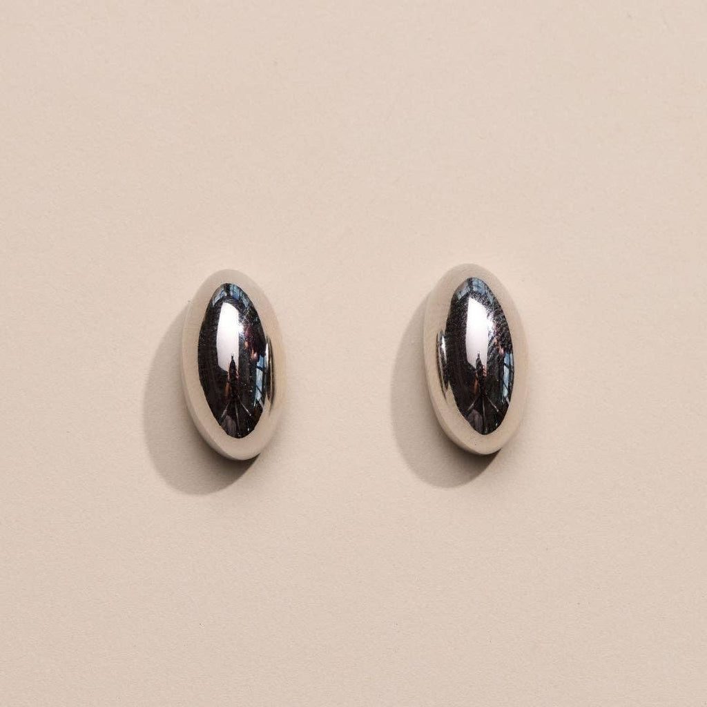 Silver Dome Stud Earrings