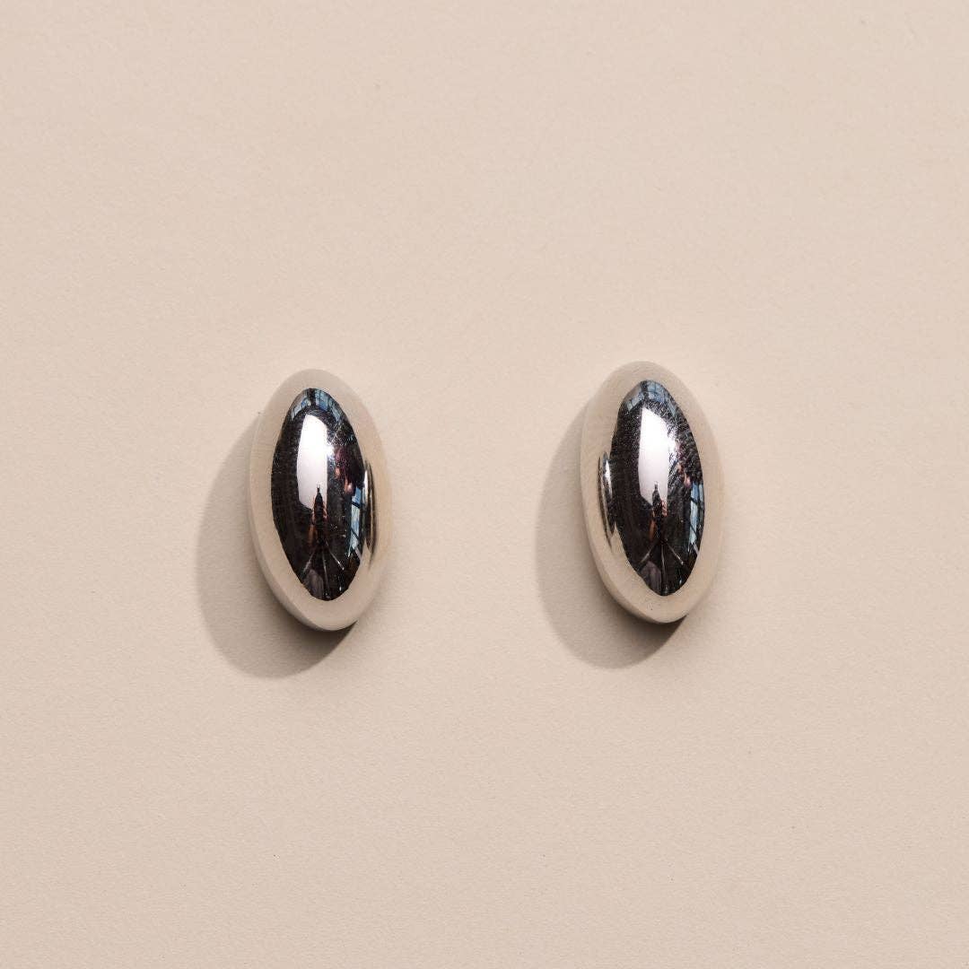 Silver Dome Stud Earrings