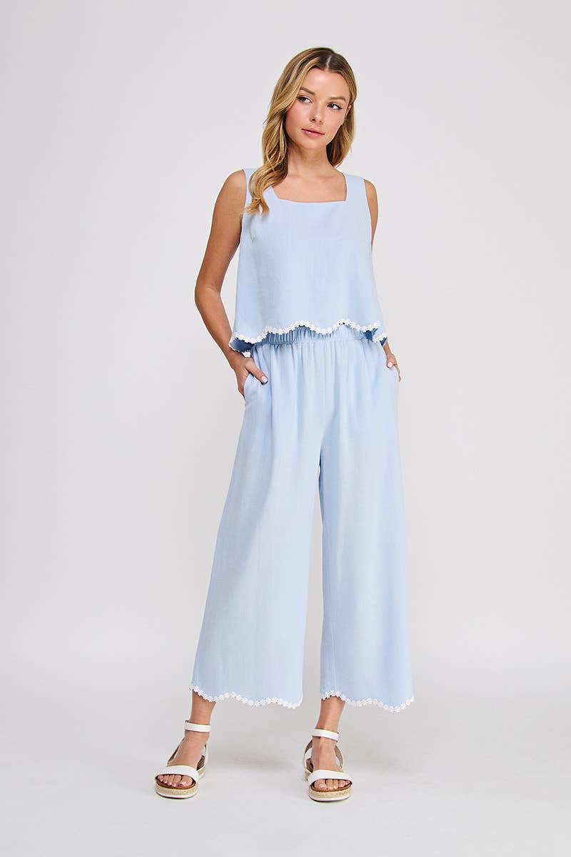 Laurel Soft Linen Elastic Waist Ankle Pant