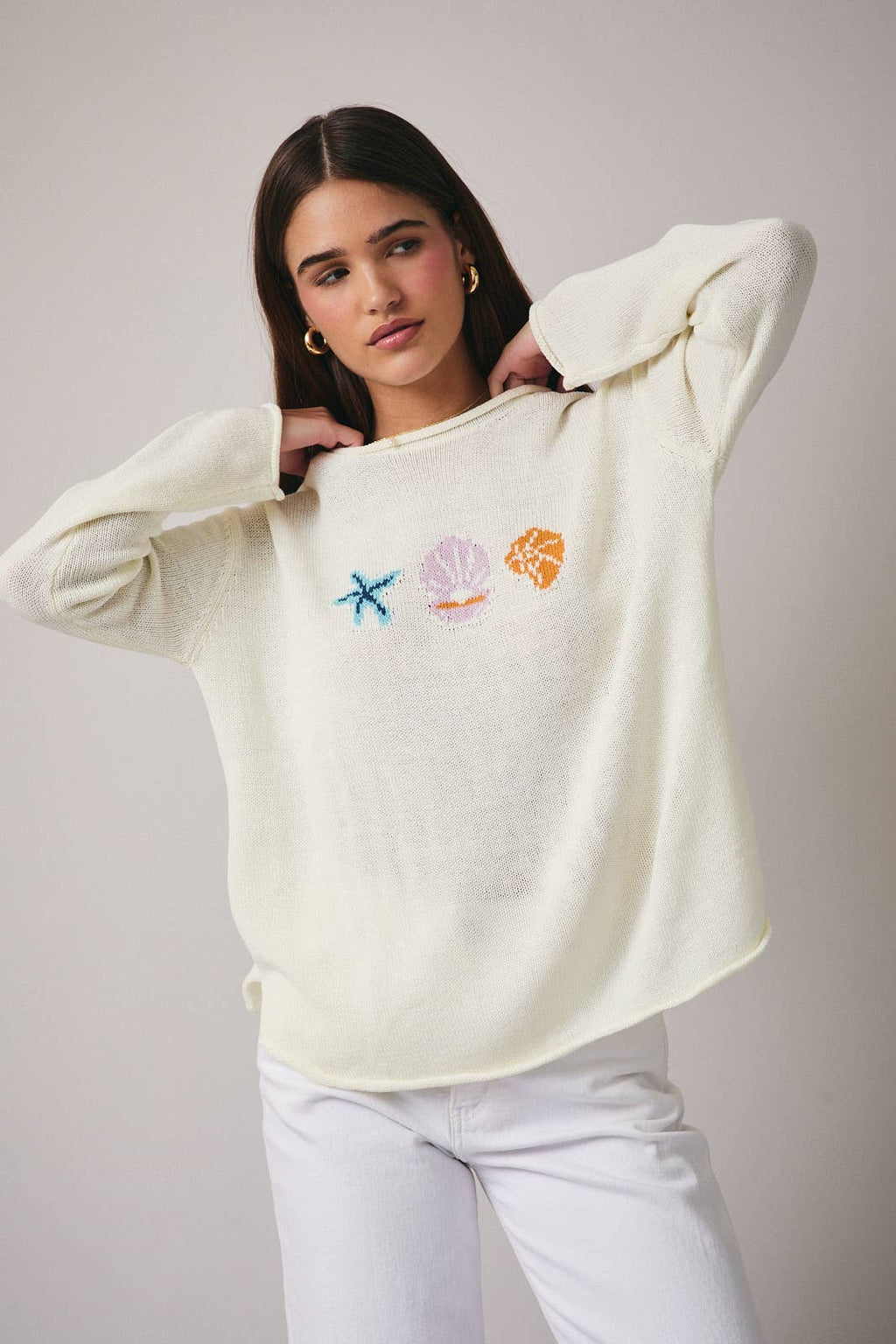 The Ocean Breeze Knit Roll-Hem Sweater