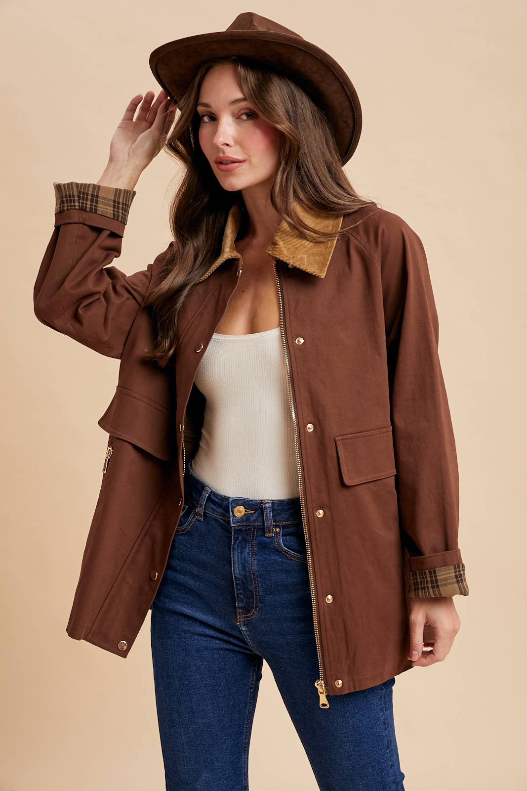 Demi Mocha Cotton Barn Jacket