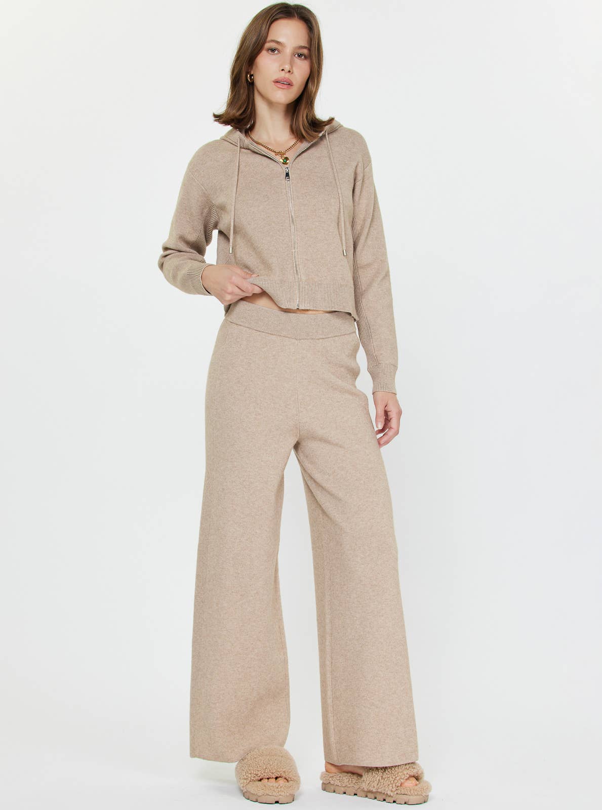 Sunday Lounge Cropped Knit Hoodie