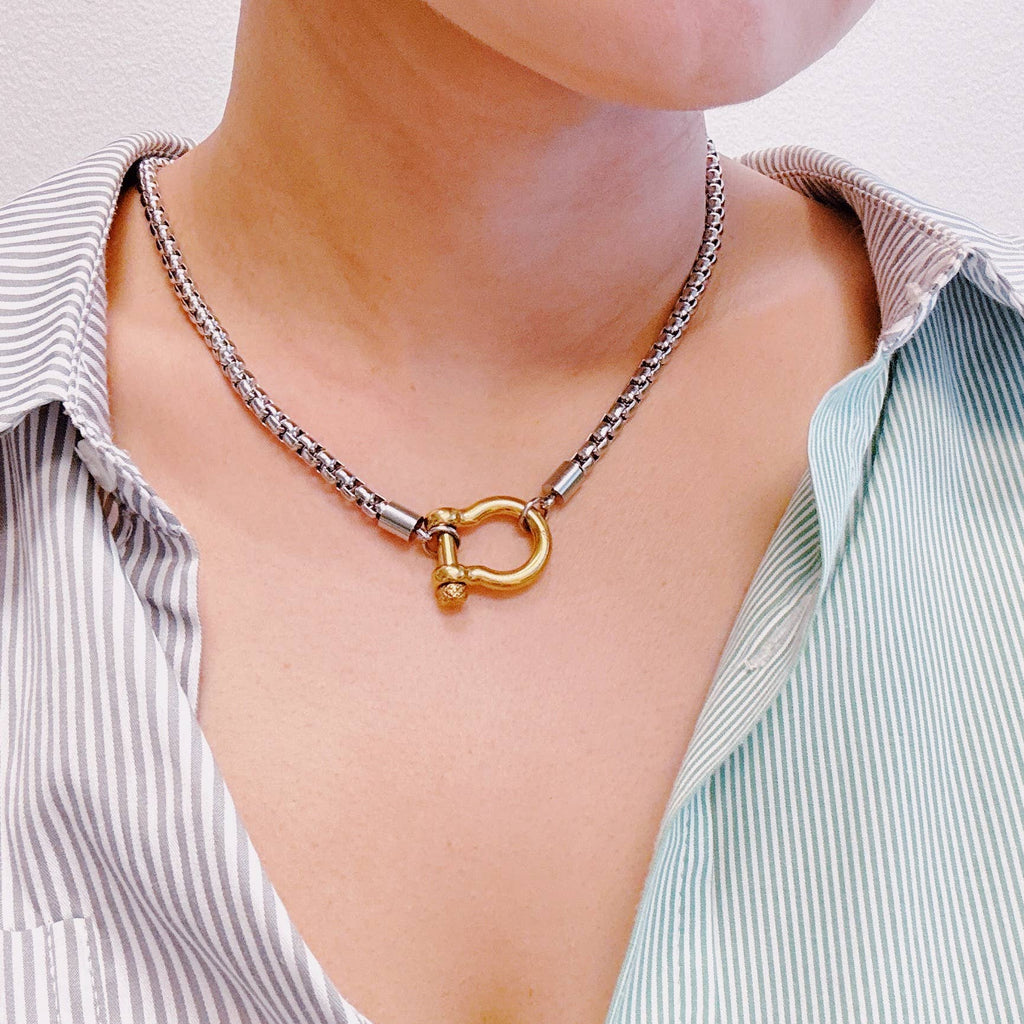 Maxine Two Tone Box Chain Necklace