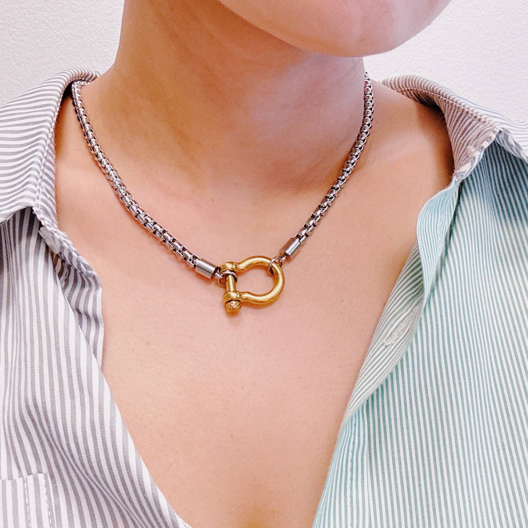 Maxine Two Tone Box Chain Necklace