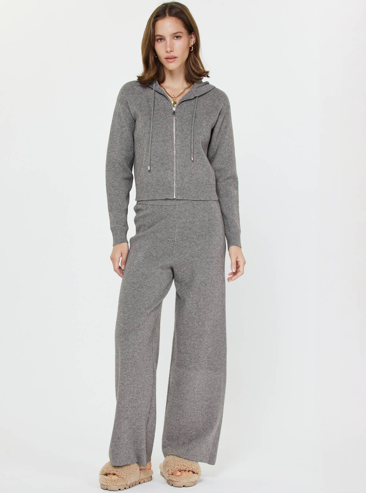 Sunday Lounge Cropped Knit Hoodie