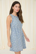 Cora Floral Washed Denim Mini Dress
