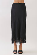 Vera Lace Trim Satin Maxi Skirt
