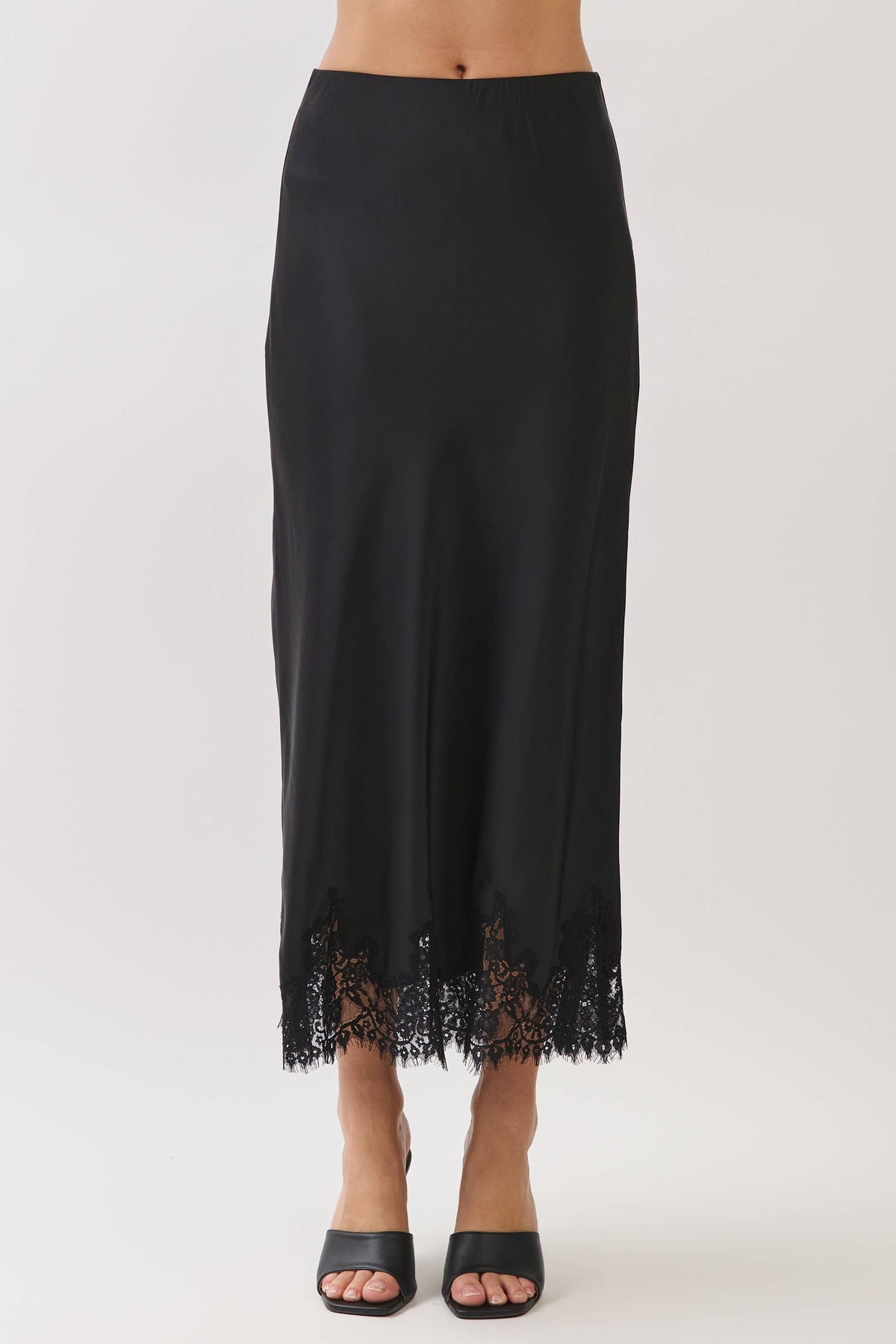 Vera Lace Trim Satin Maxi Skirt