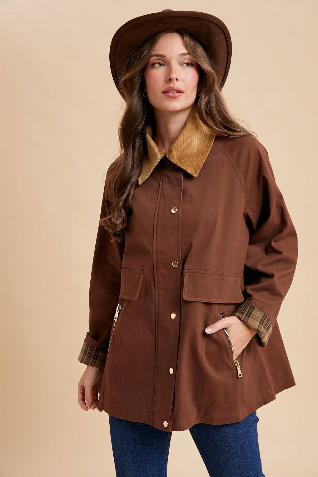 Demi Mocha Cotton Barn Jacket