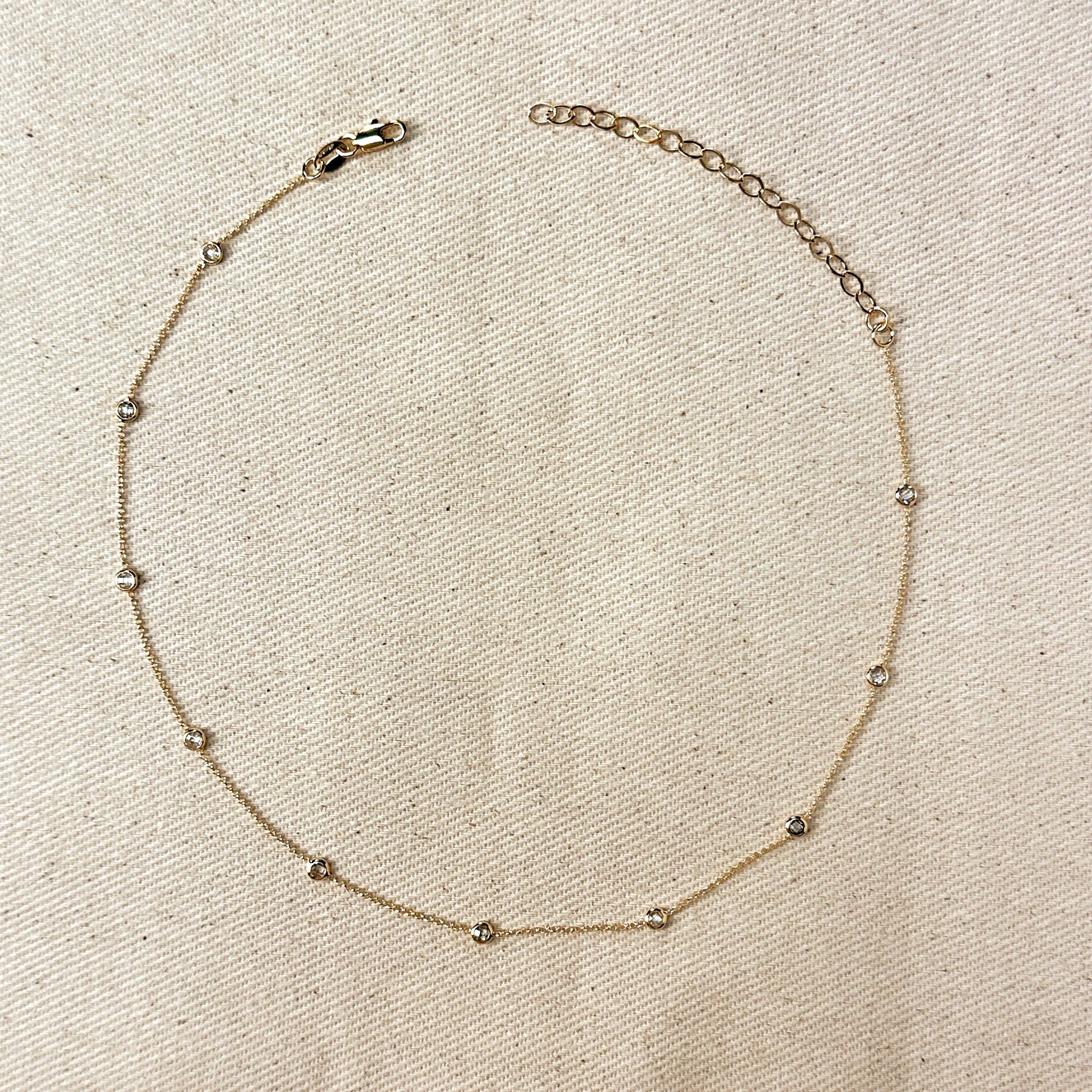 Gemma Bezel Station Necklace