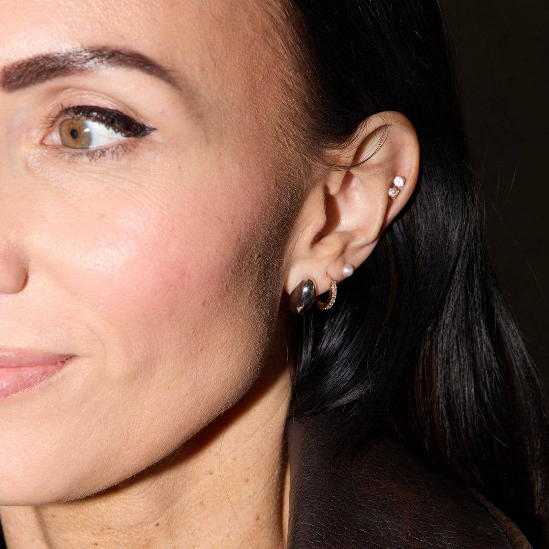 Silver Dome Stud Earrings