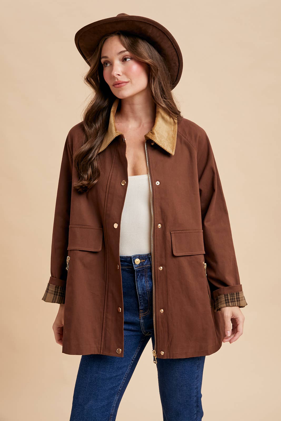 Demi Mocha Cotton Barn Jacket