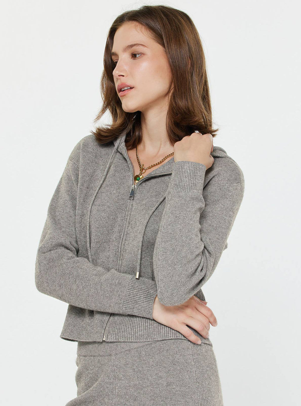 Sunday Lounge Cropped Knit Hoodie