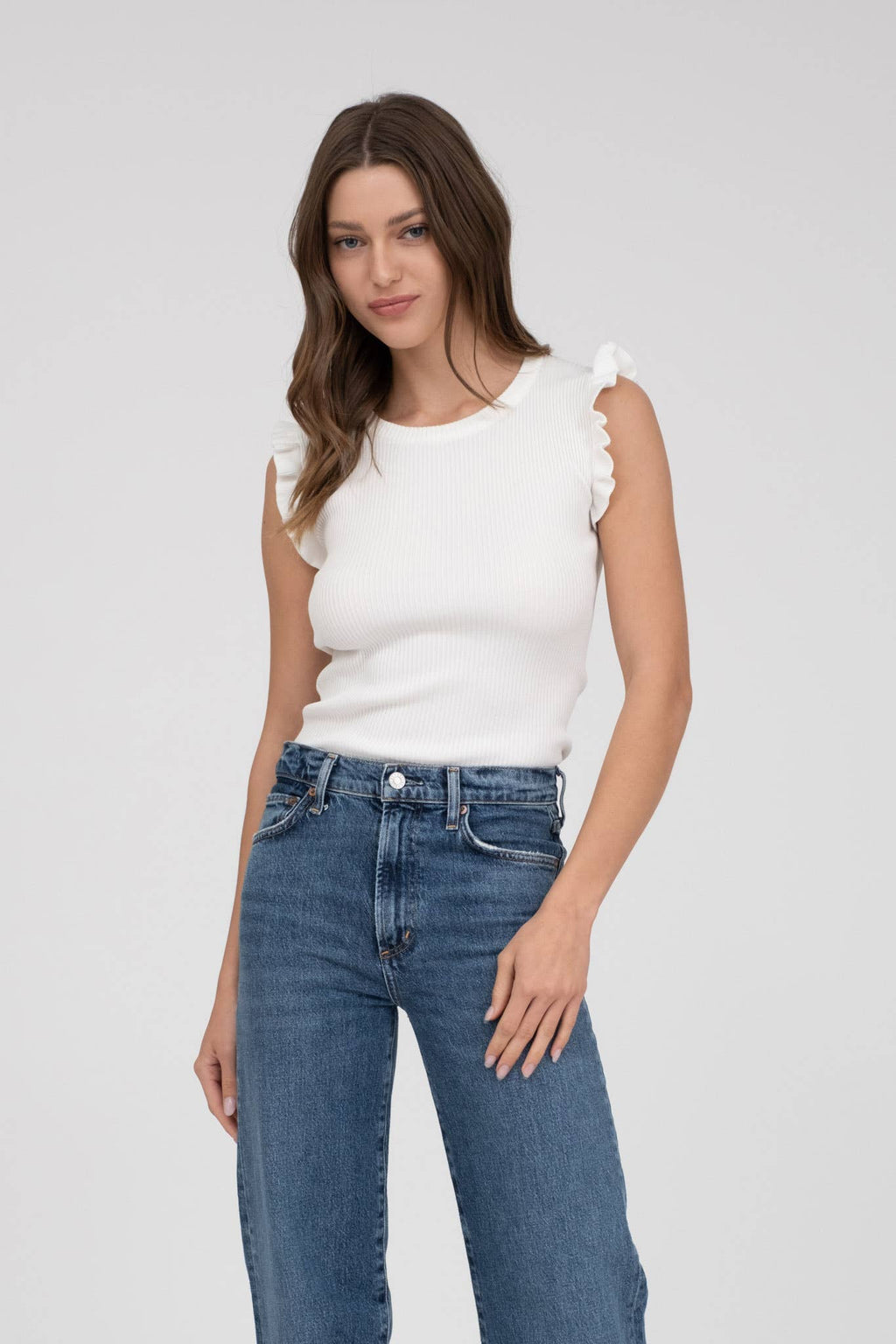 Layla Ruffle Ribbed Top