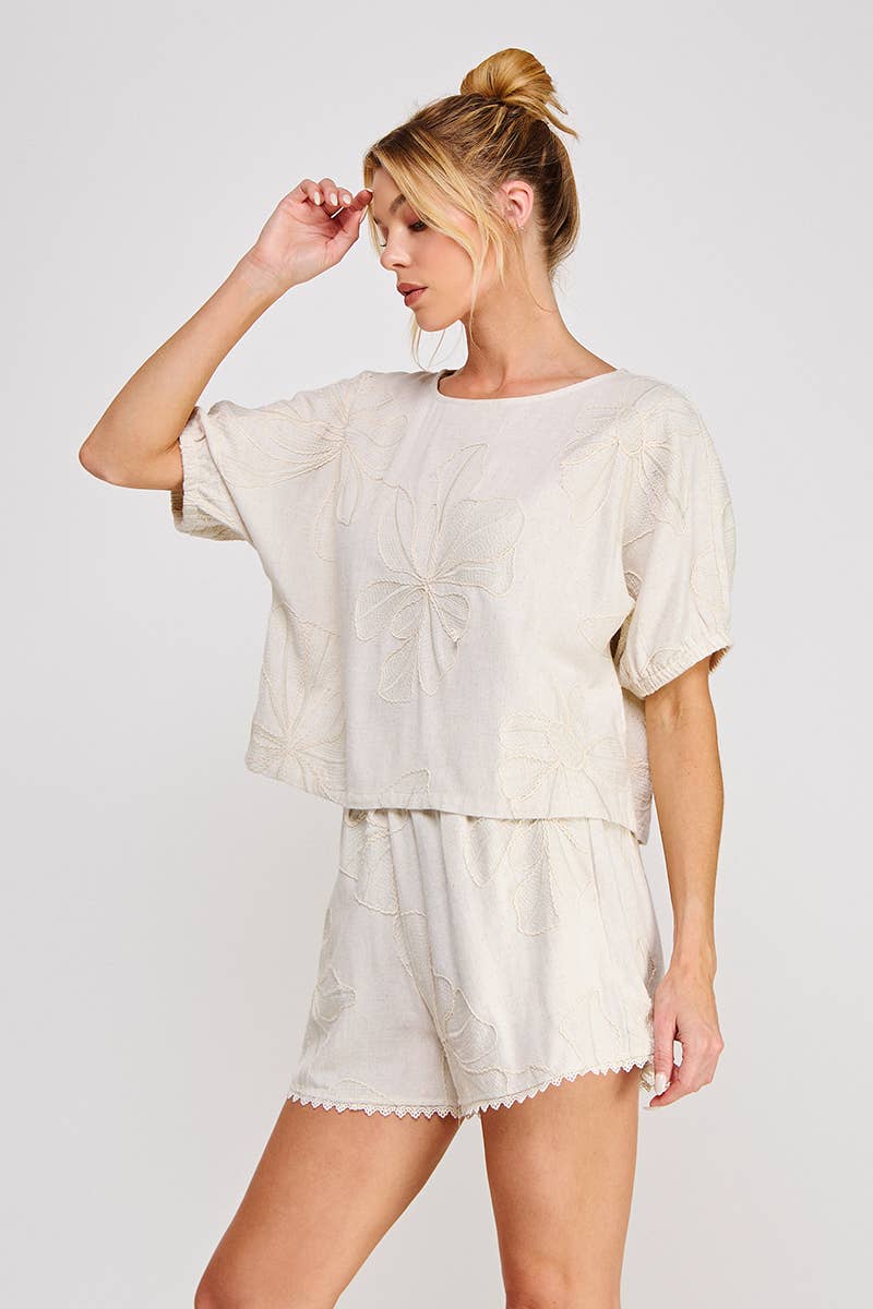 Flora Embroidered Dolman Top