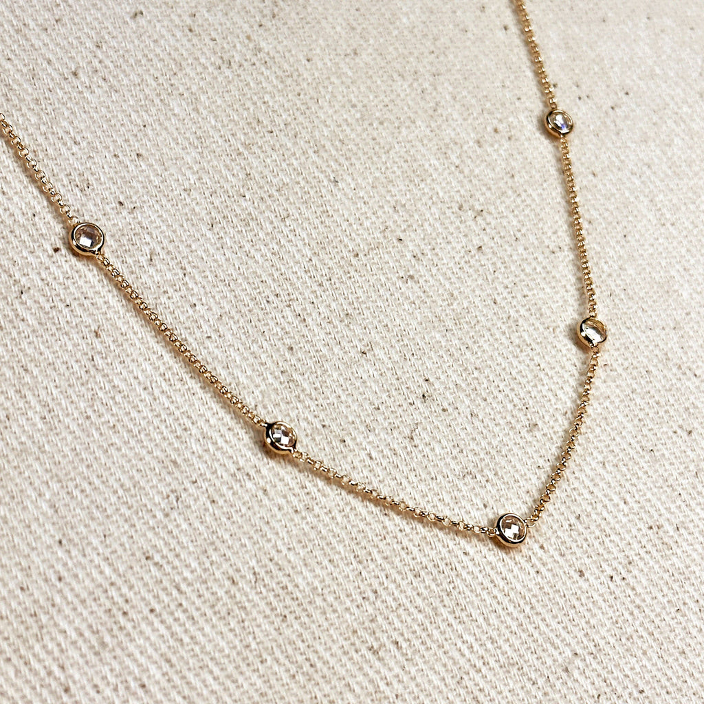 Gemma Bezel Station Necklace