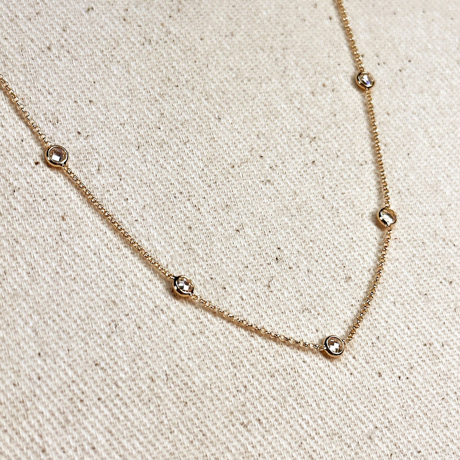 Gemma Bezel Station Necklace