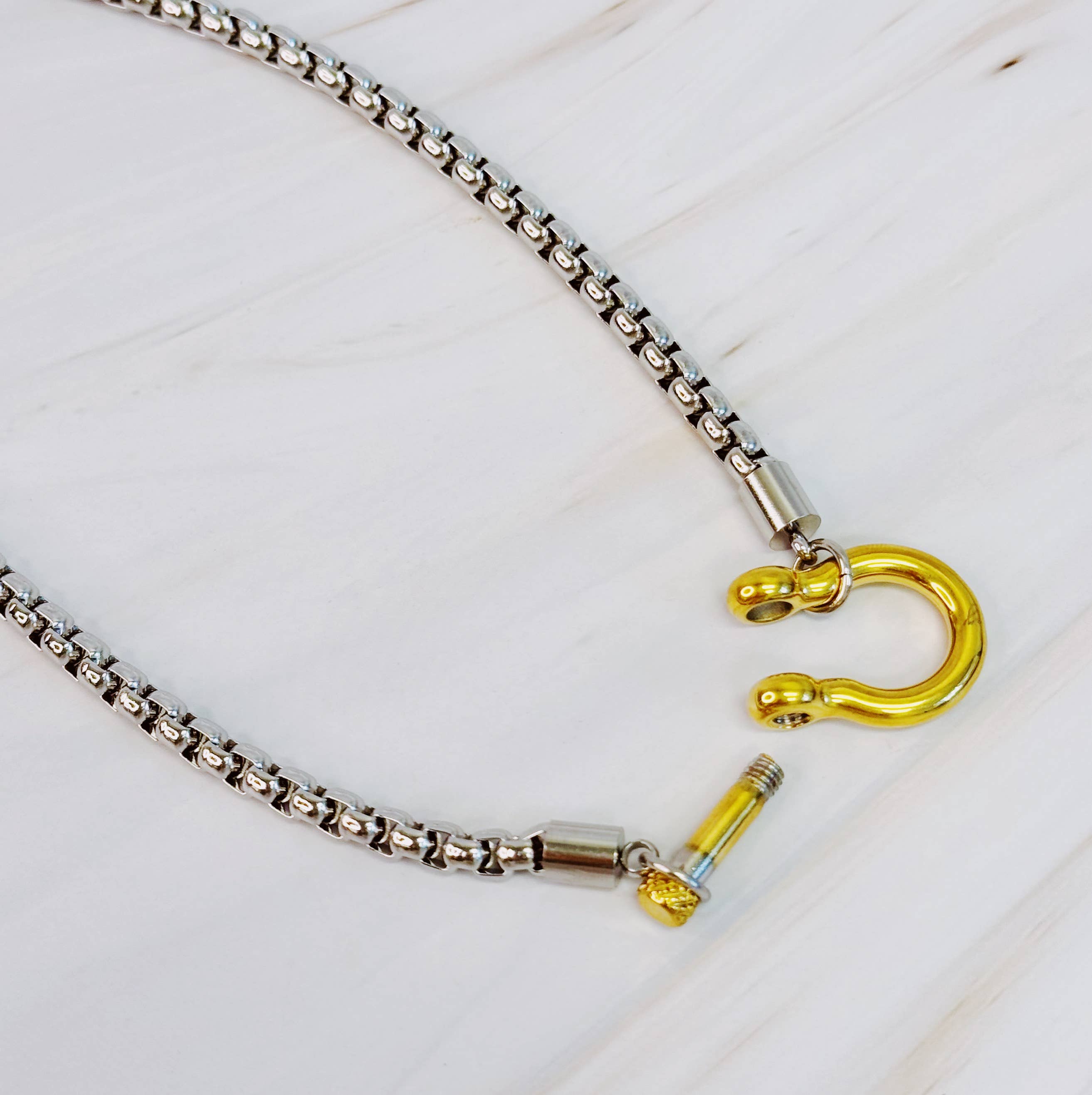 Maxine Two Tone Box Chain Necklace
