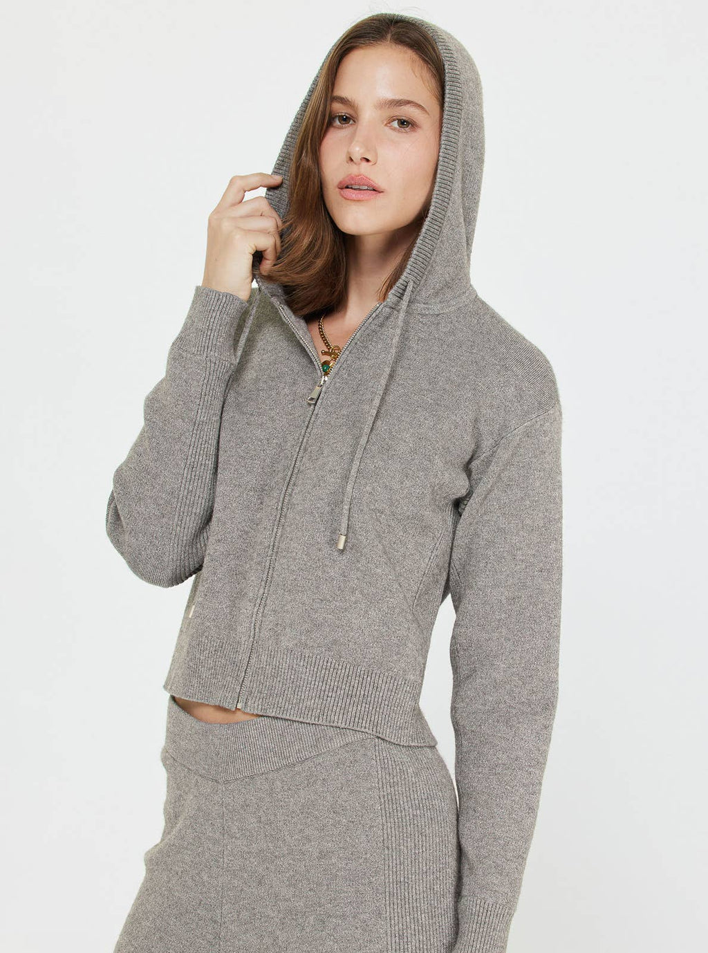 Sunday Lounge Cropped Knit Hoodie