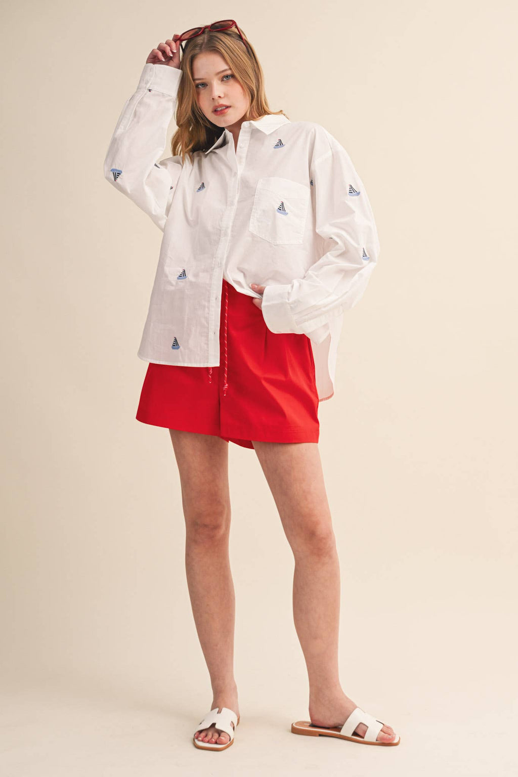 Set Sail Embroidered Button Down Shirt