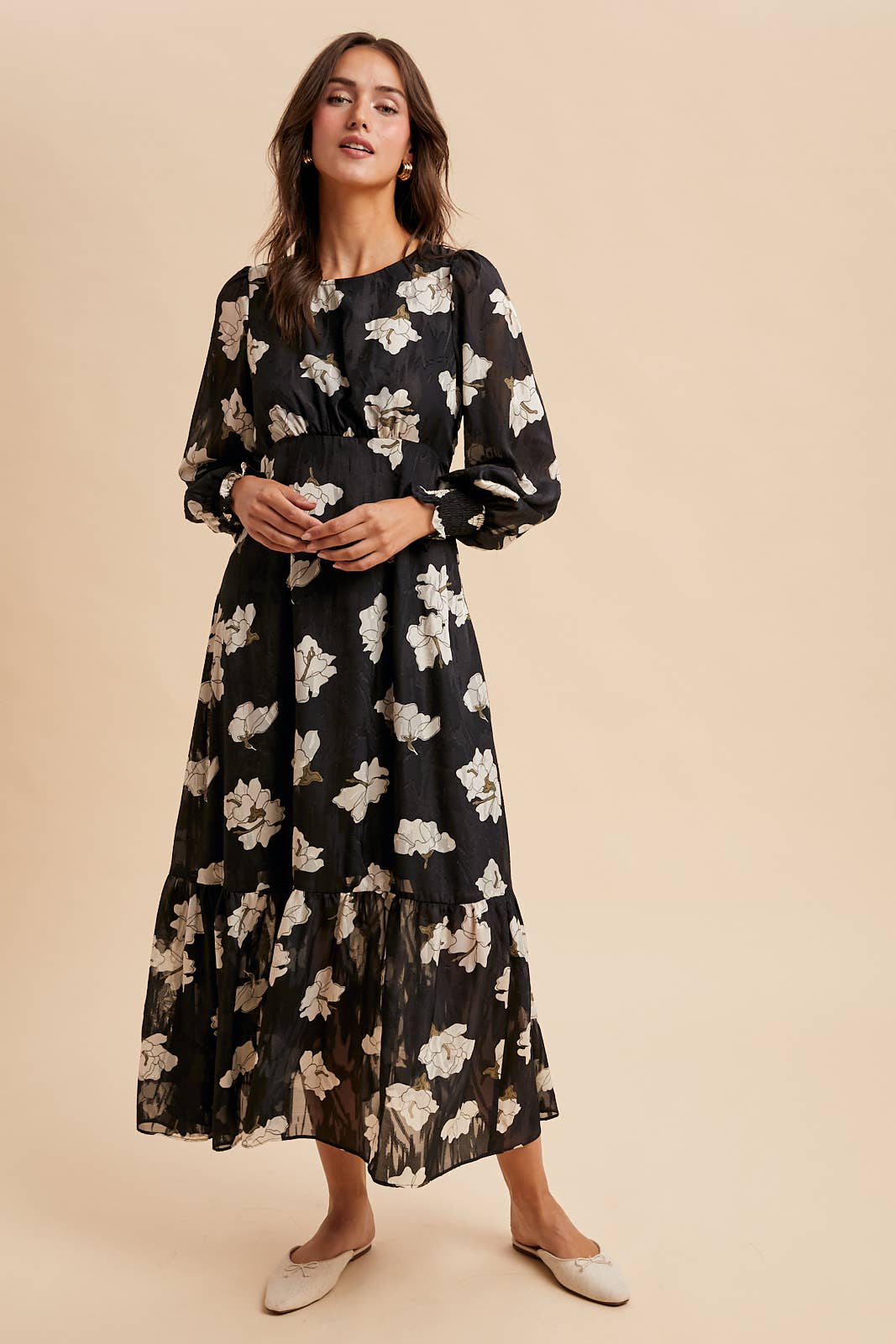 Rita Jacquard Floral Maxi Dress